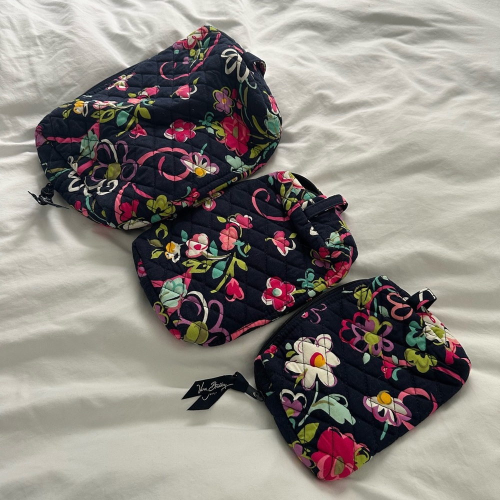 Vera Bradley Breast Cancer Ribbons Small, Medium and Large Cosmetic Case - NEW!